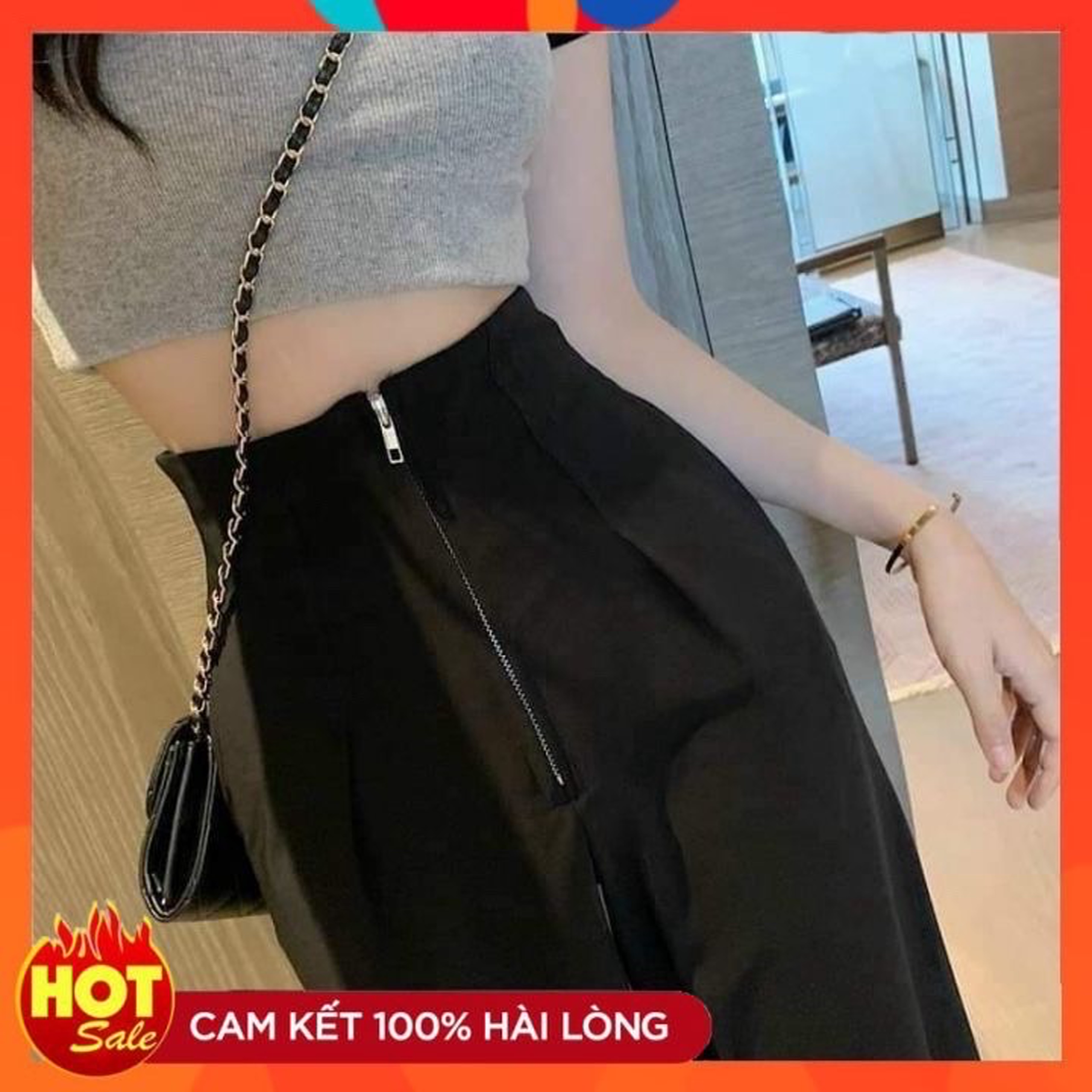 Mua Quần Ống Rộng Nữ Lưng Cao MADELA Khoá Trước Không Cúc, Quần Suông ống  Rộng Cạp Cao Phong Cách Công Sở- QOS01 - Yeep