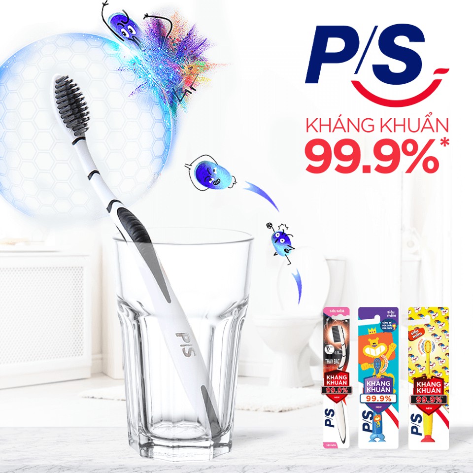 [HCM]Bàn chải đánh răng P/S than bạc kháng khuẩn 99.9%