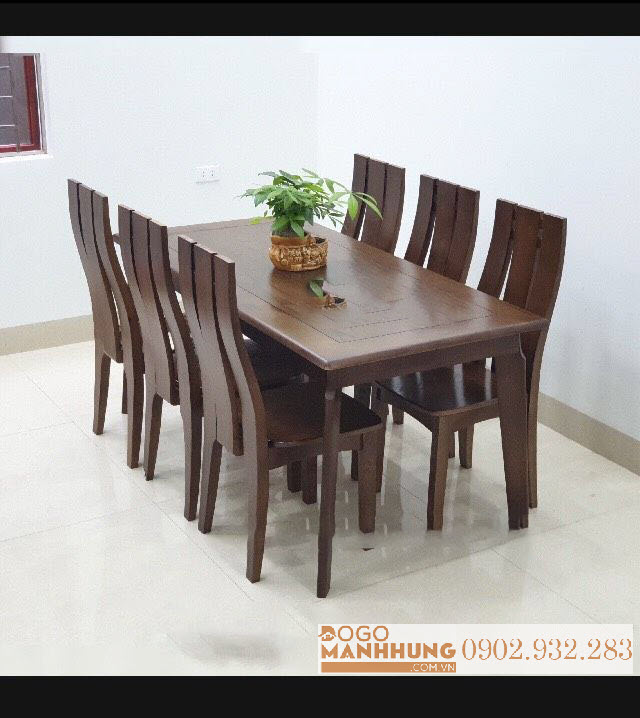 Bộ bàn ăn 6 ghế gỗ sồi mầu óc chó Ms72