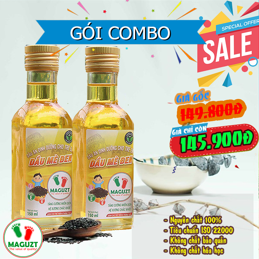 Combo 2 chai dầu mè đen cho bé ăn dặm maguzt nguyên chất