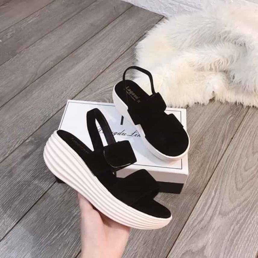 giày sandal bánh mì đế trắng 2 quai nhung mới - SD-0256 giá rẻ