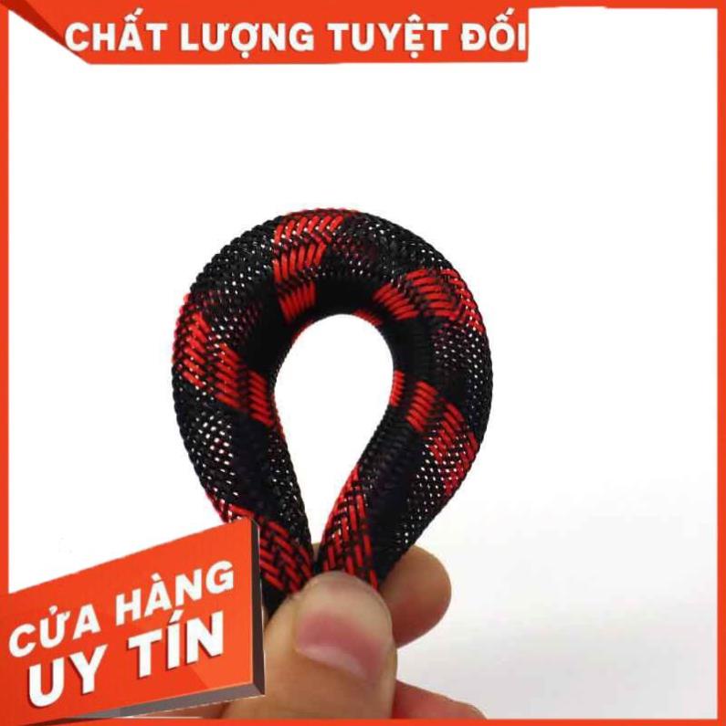 Gen xác rắn bọc ngoài dây điện 8mm, màu đỏ sọc đen, loại dày