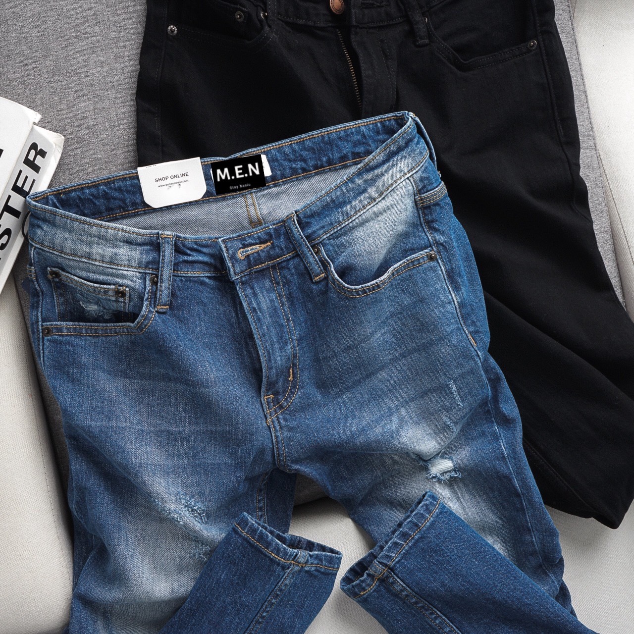 [HCM]Quần jean xanh rách Pull&Bear 06751