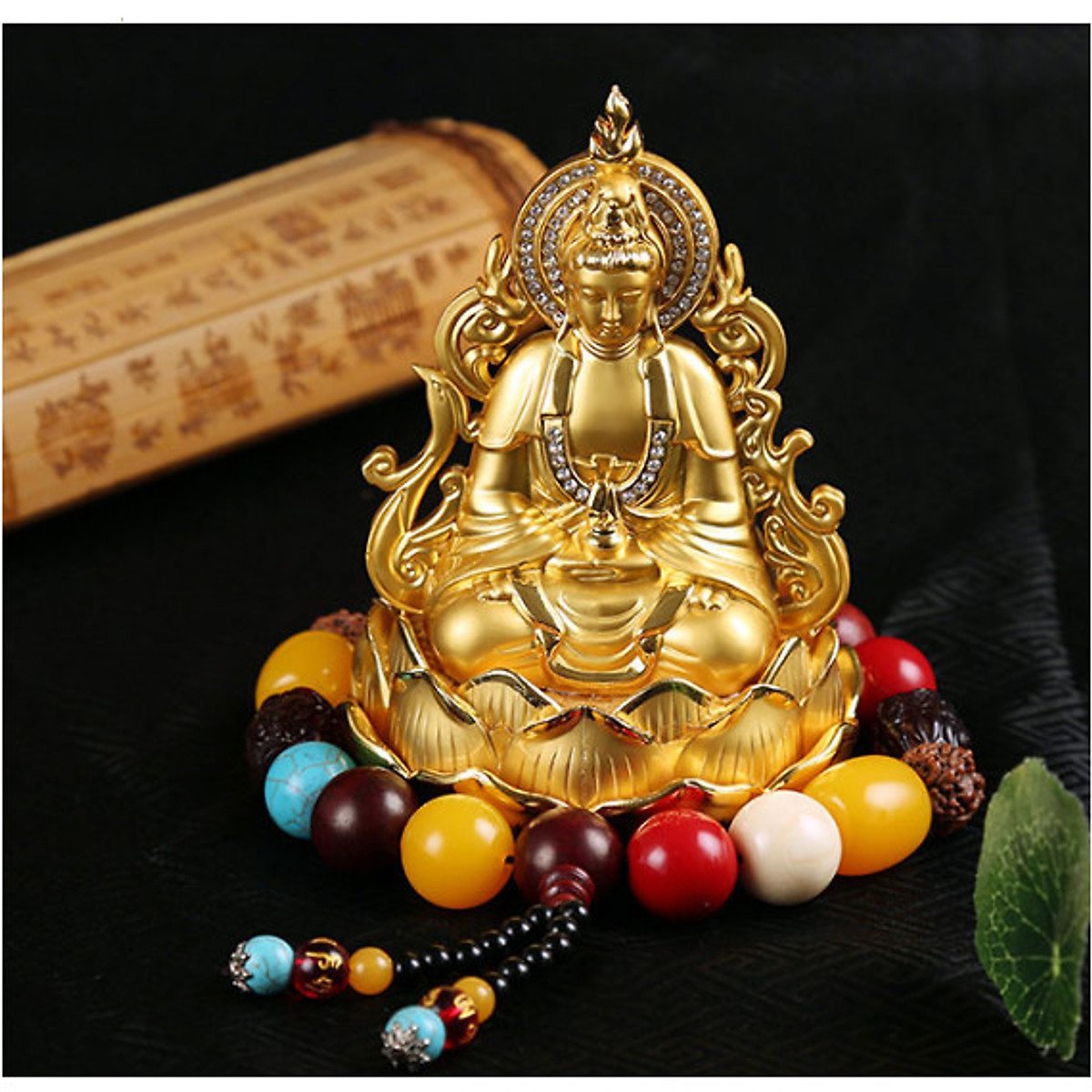 [HCM]Tượng Phật Quan Âm Bồ Tát hai mặt thiền đài sen có chỗ đổ nước hoa cao cấp để ô tô