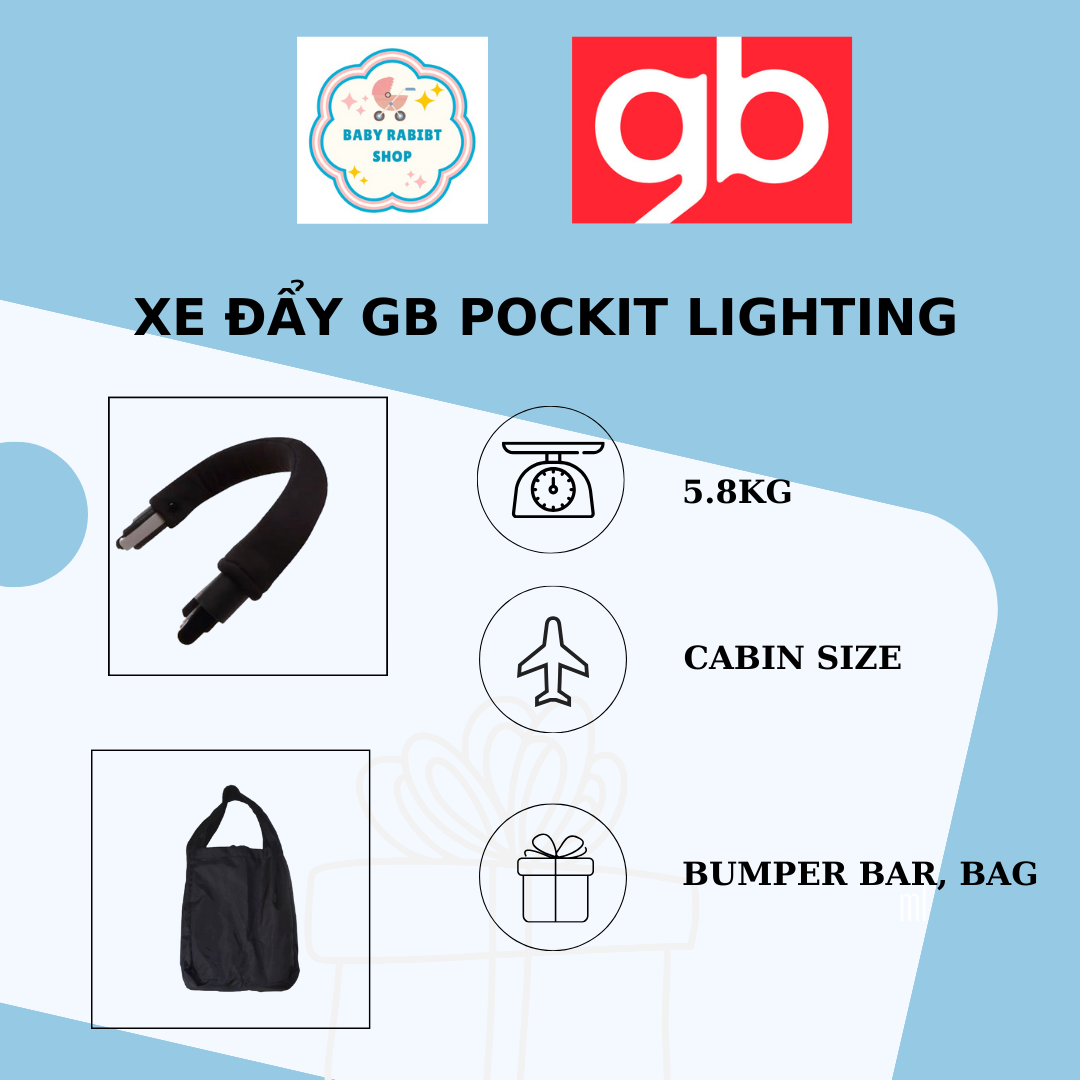 Xe đẩy du lịch gấp gọn GB Pockit Lighting 2025