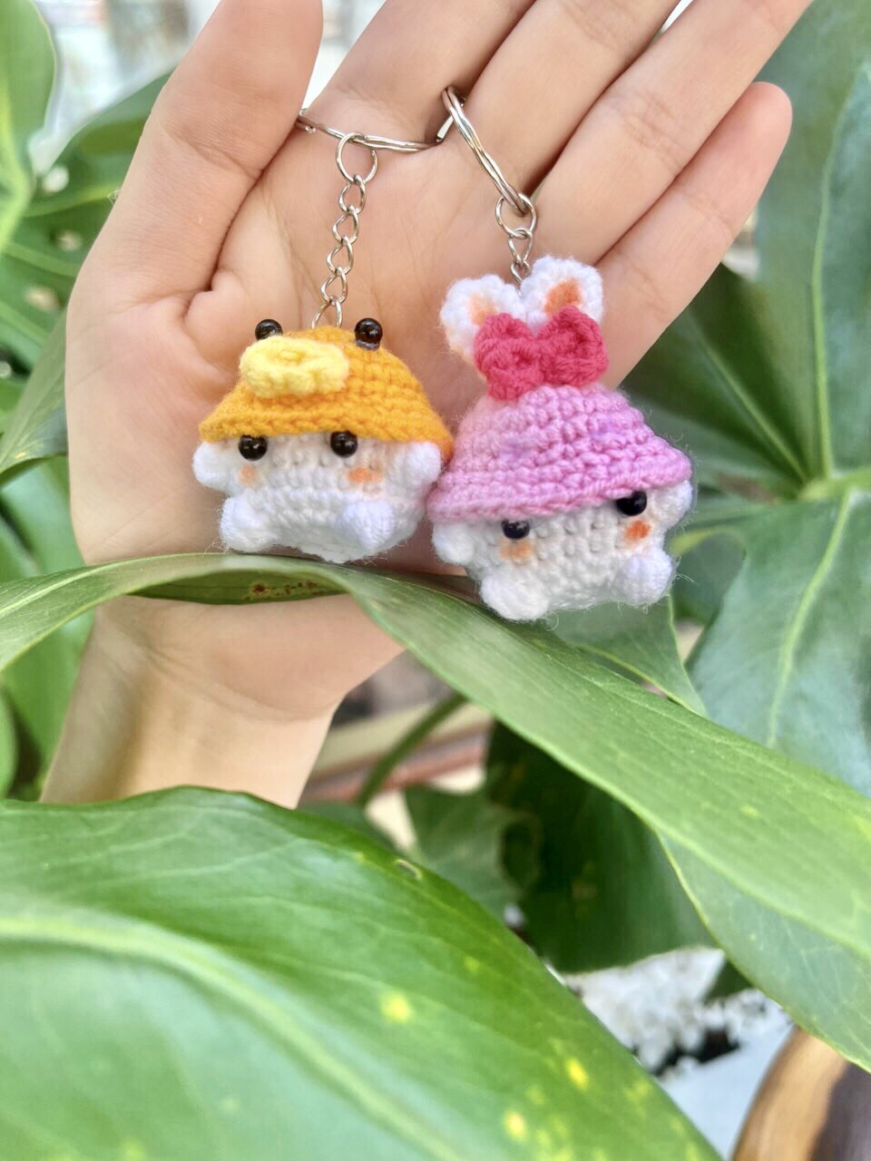 Móc khóa nấm mini handmade bằng len