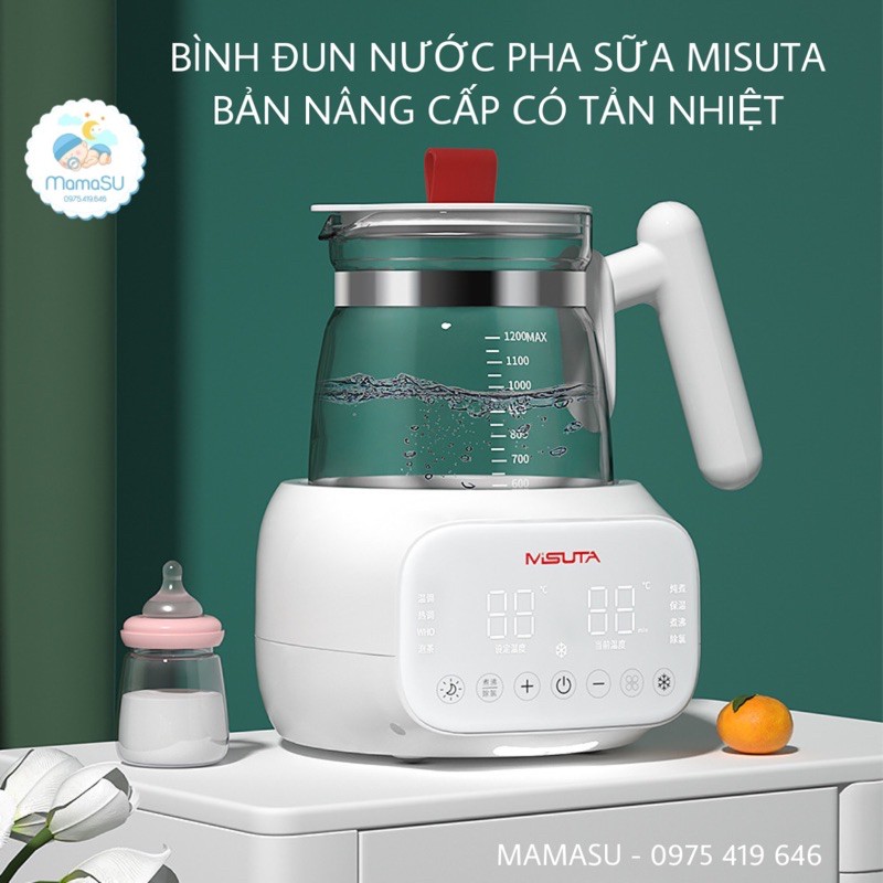 [Mã 44DIENTU80K giảm 6% đơn 400K] Máy hâm nước pha sữa Misuta giữ nhiệt Bình đun nước pha sữa