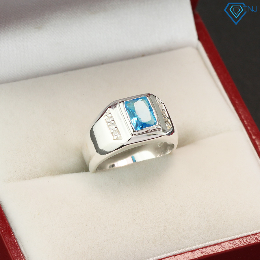 Nhẫn bạc nam đính đá xanh dương cá tính NNA0116 - Trang Sức TNJ