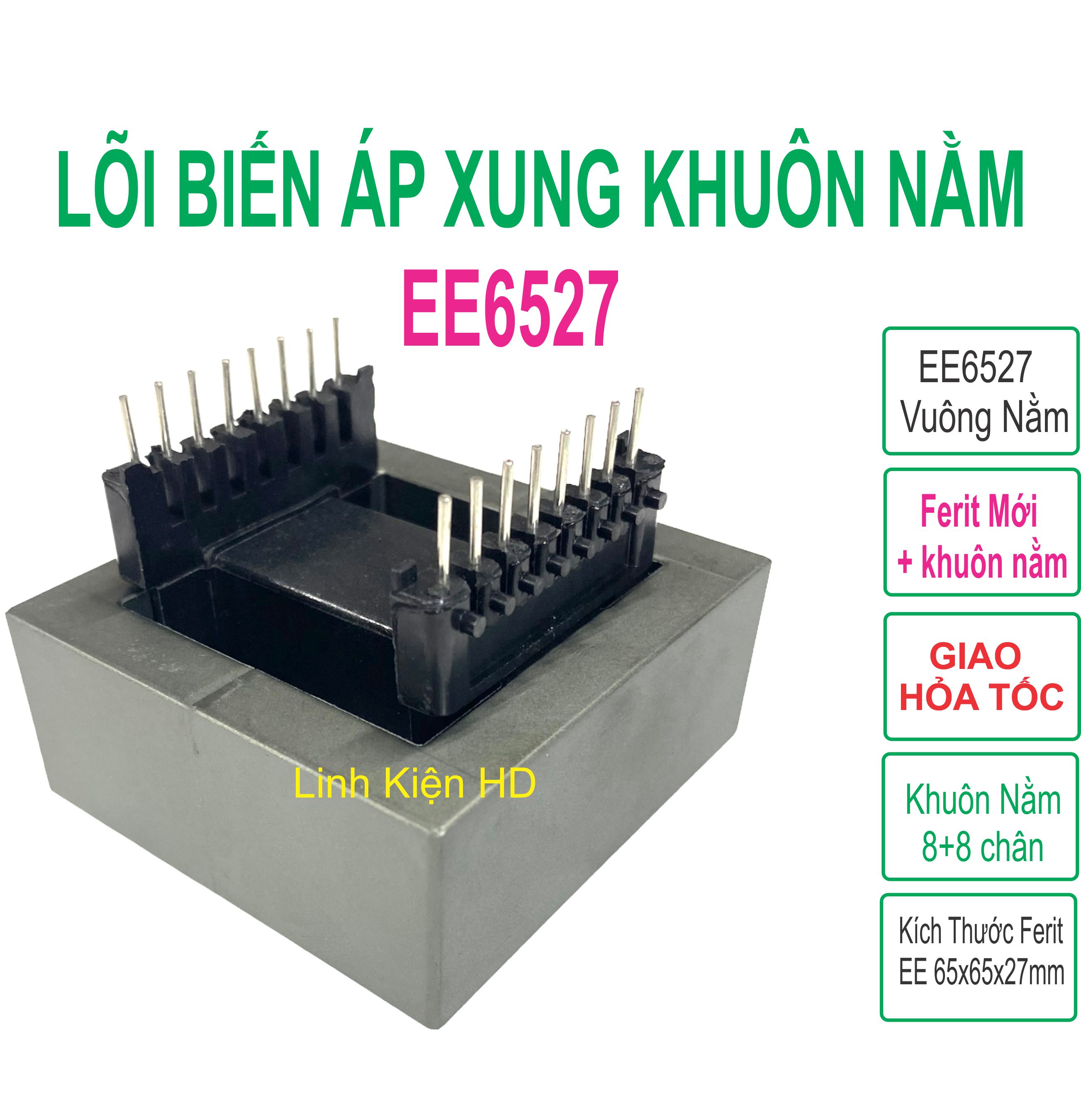 Biến áp xung ee65 khuôn nằm linhkien hd