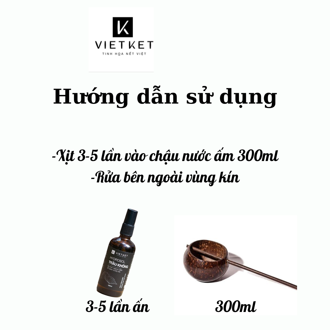 (Vietket) Hydrosol trầu không Vietket (Nước cất trầu không) Giảm ngứa, se khít vùng kín, khử mùi hôi hiệu quả Chai thuỷ tinh 100ml Koshka Home