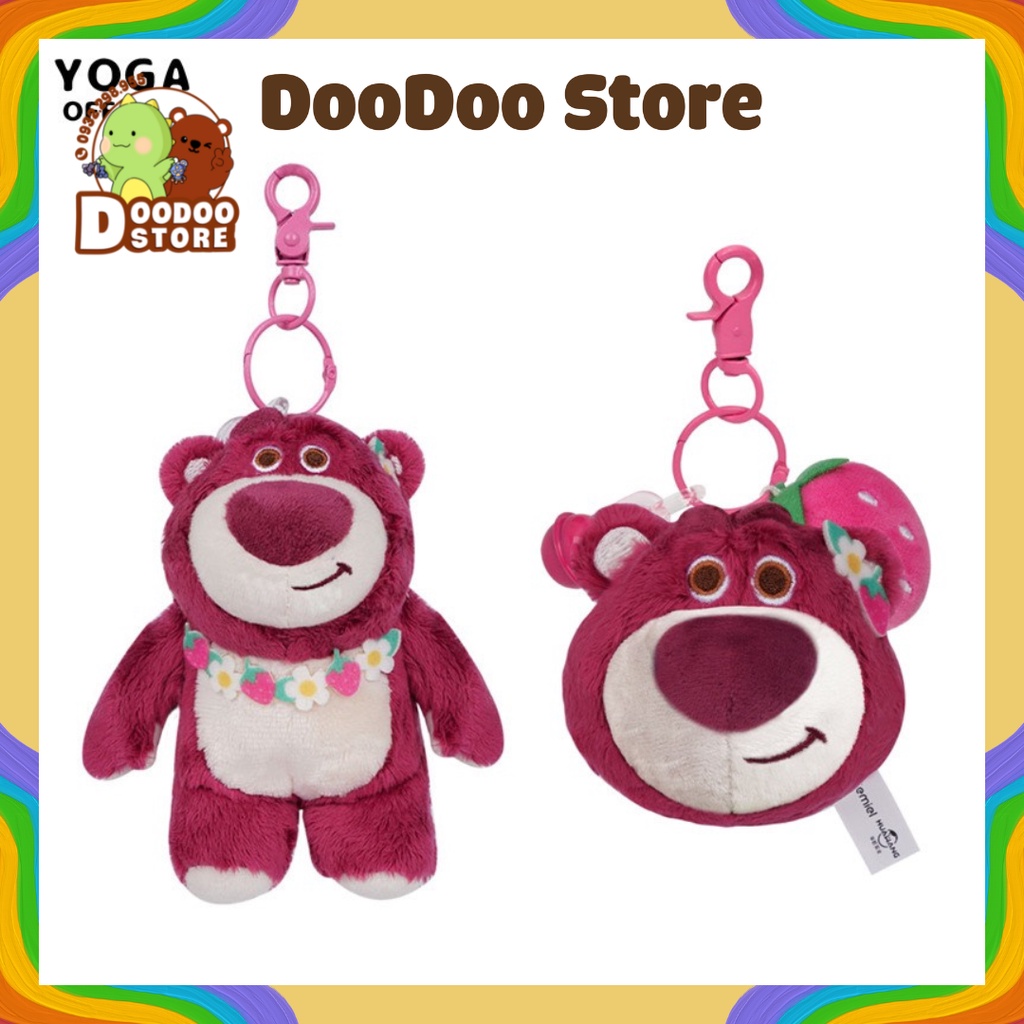 Móc chìa khoá gấu lotso dễ thương a77, móc khoá gấu dâu/ phụ kiện balo/ túi xách/ xe gấu lotso đỏ