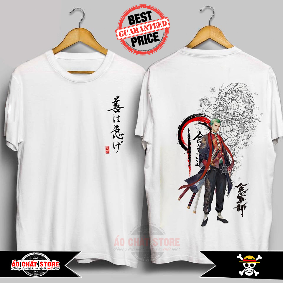[HCM]Áo Zoro One Piece Rồng Thư Pháp Cực Ngầu  Áo Đảo Hải Tặc Zoro Tshirt OP100 ( hình .t.h.ậ.t. )
