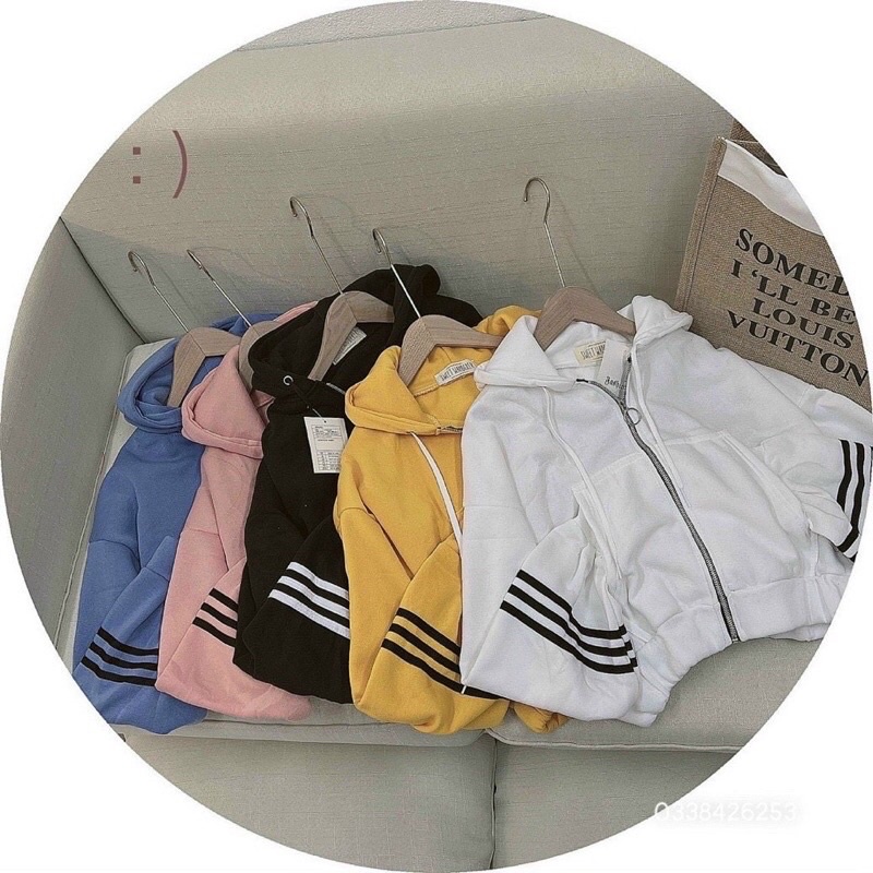 [Bigsize] Áo khoác nỉ tay phồng phối sọc from lững (Hình thật)
