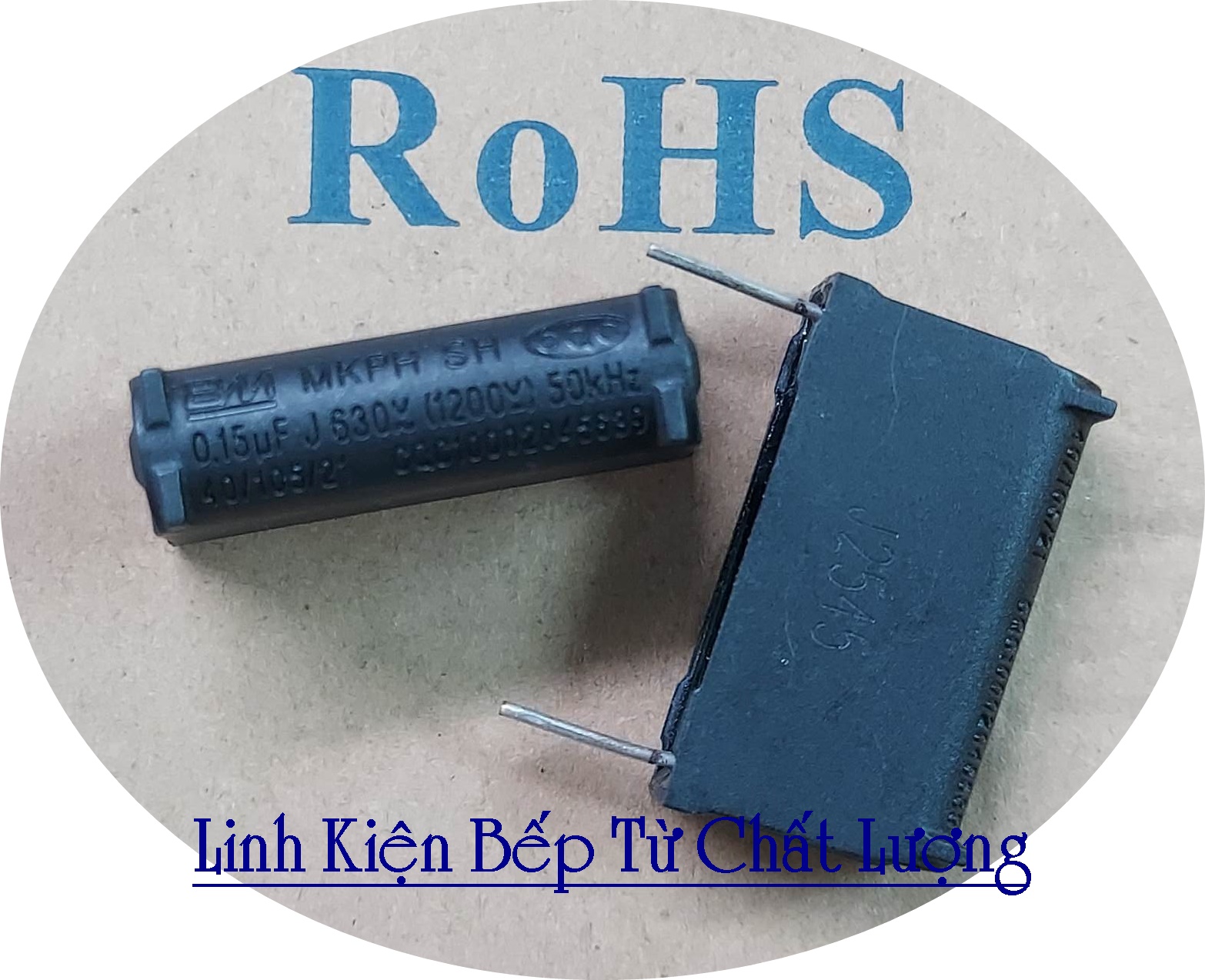 Tụ Bếp Từ MKPH 0.15UF 630VAC 1200VDC Dáng Đứng, Mới.