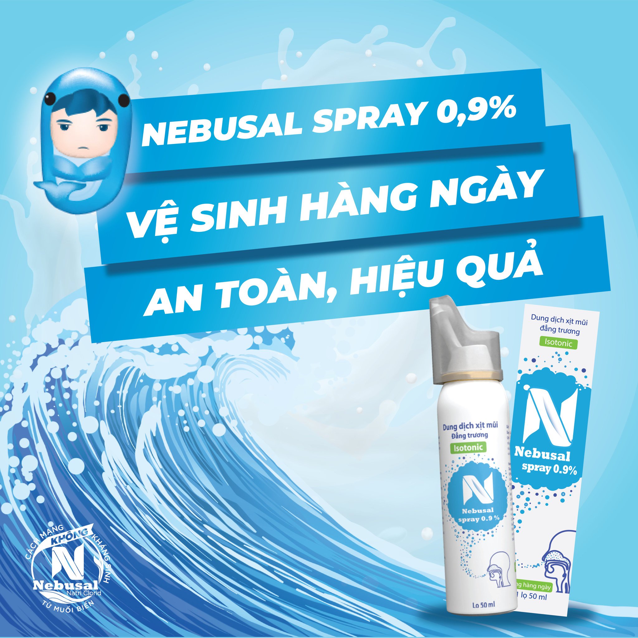 Xịt Rửa Mũi Nebusal Spray Giảm Nghẹt Mũi Và Sổ Mũi