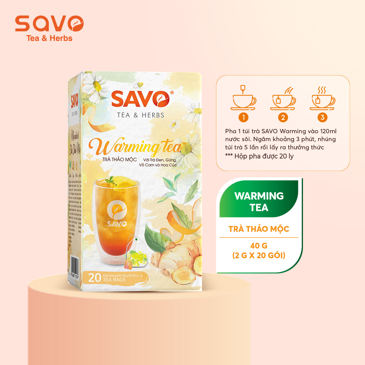 [HCM]TRÀ SAVO WARMING ( Warming Tea) - Hộp 20 gói x 2gr