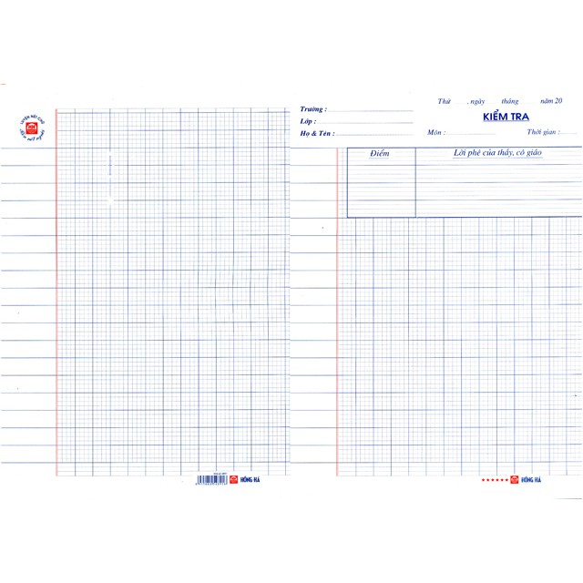 2 Tập (12 Tờ Đôi) Giấy Kiểm Tra Cấp 1 Hồng Hà 4891