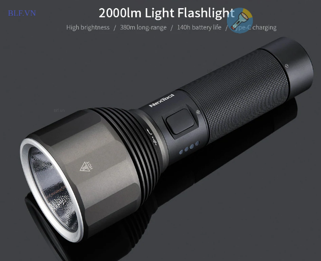 Đèn pin Xiaomi NexTool XPH50.2 2000lm 6500K Chiếu xa 380m cổng sạc USB-C