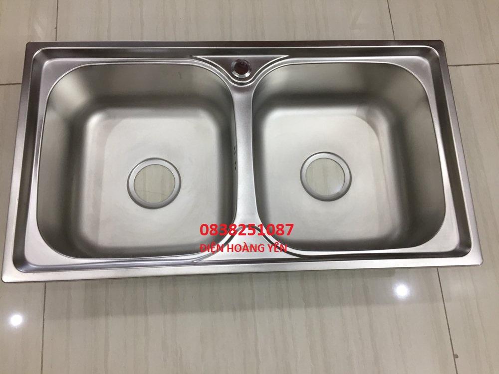 [HCM]Chậu rửa bát inox 2 hố 78X43X23mm