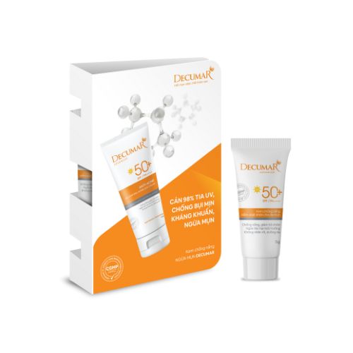 (Hàng tặng) Kem chống nắng kiềm dầu nâng tone da mụn Decumar Advanced SunBlock 5gr