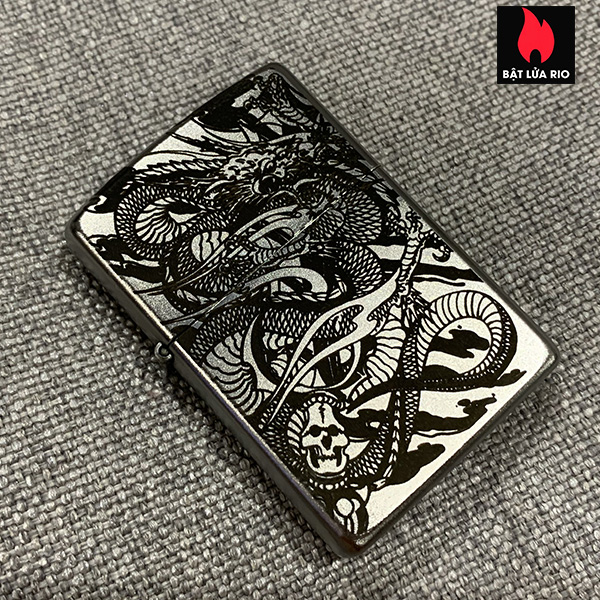 Zippo 205 khắc long bộ tứ linh - zippo 205.long