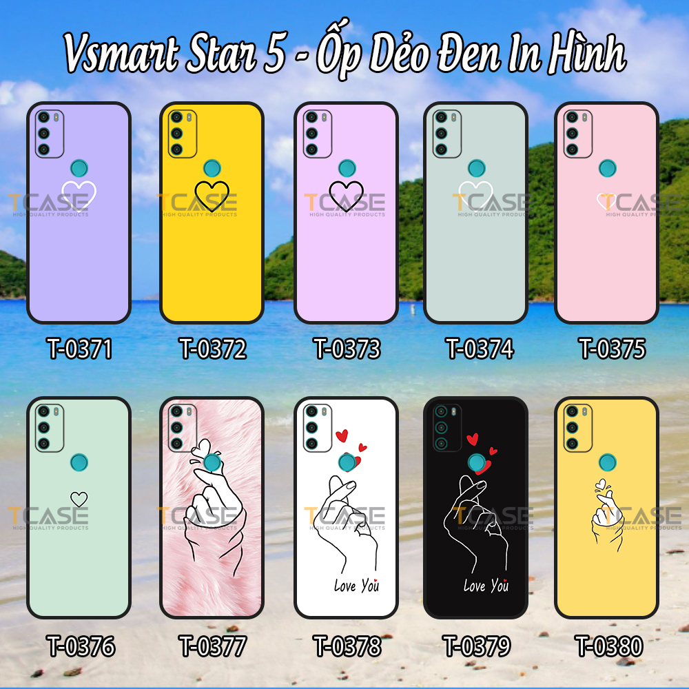 [HCM]Ốp lưng Vsmart Star 5 - Ốp dẻo đen in hình Trái Tim