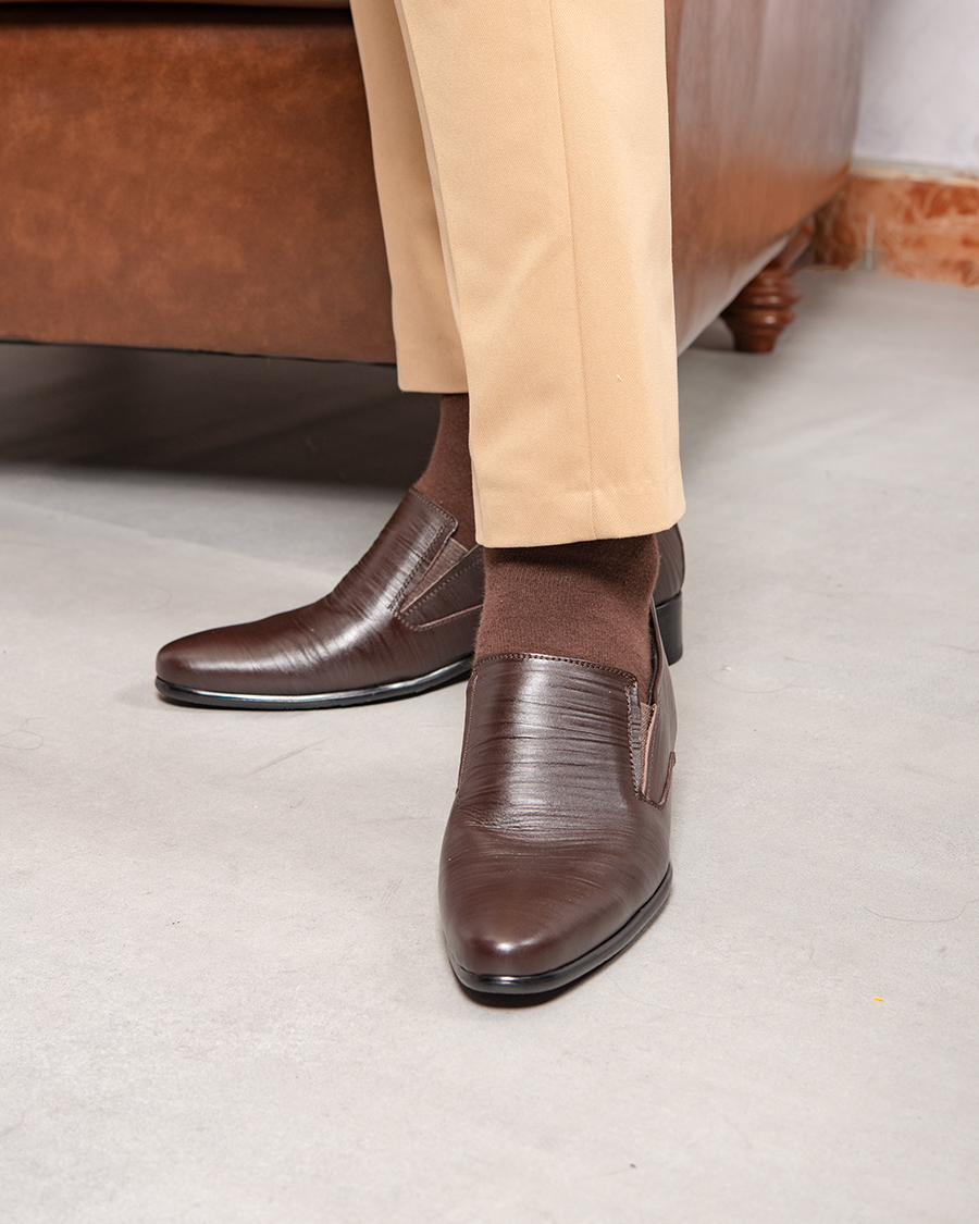 [8cm] shoes height increasing Men T&TRA S970 brown stripe