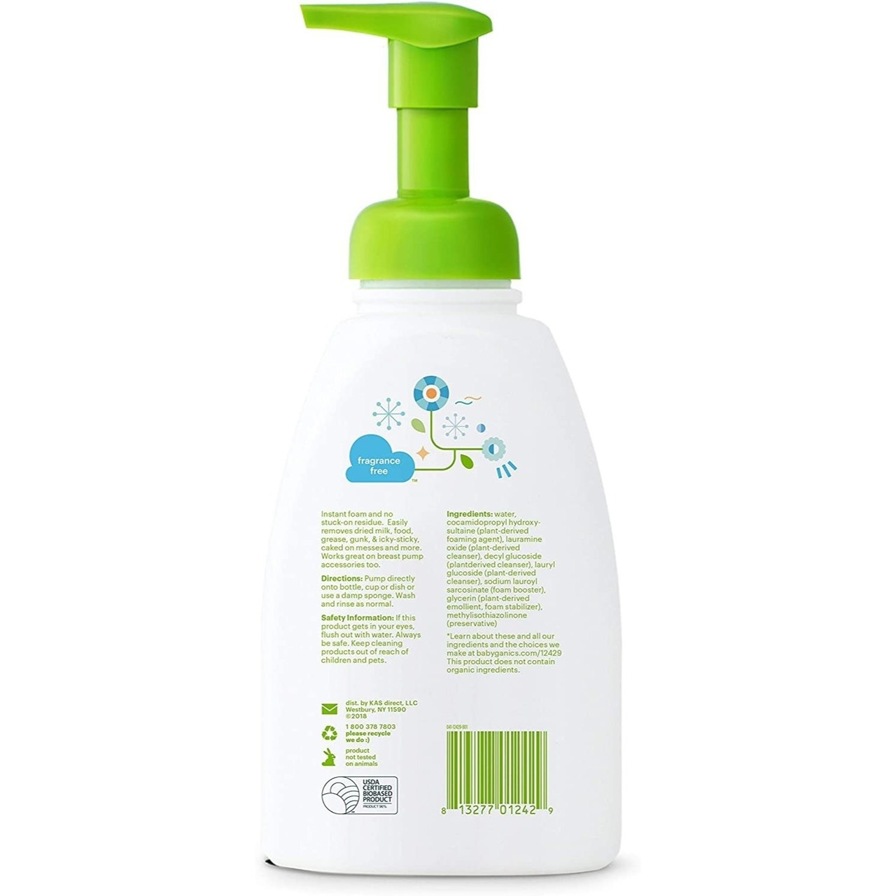Nước rửa bình sữa Babyganics từ thực vật (chai vòi 473ml)