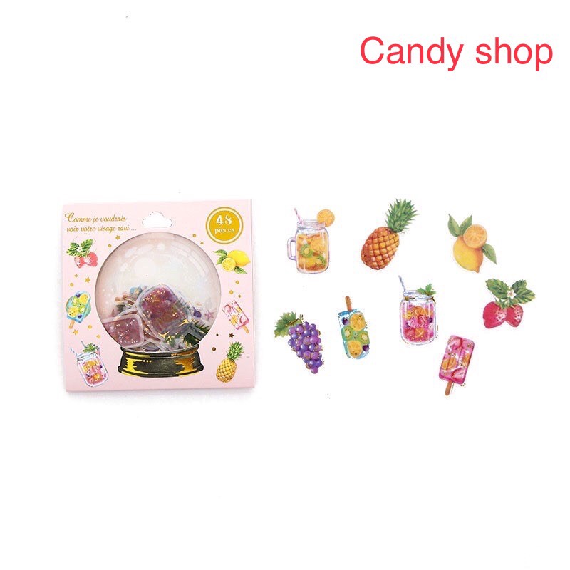 Gói sticker 48 miếng thiết kế hình quả cầu pha lê