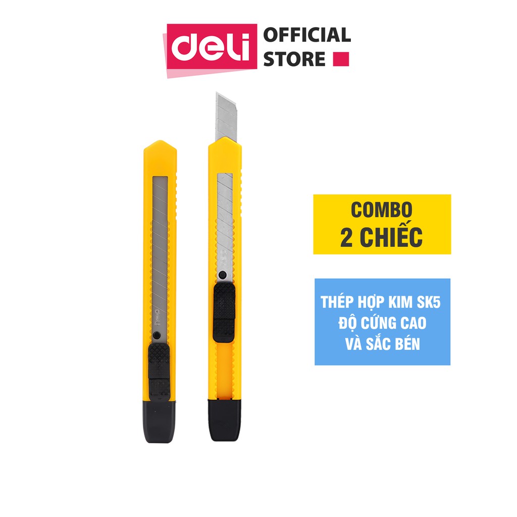 2 cây dao rọc giấy nhỏ deli e2051