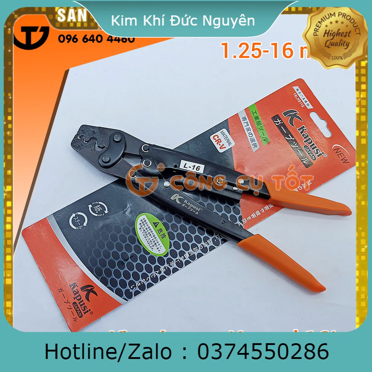 Kìm bấm cos kapusi 16l 1.25-16 mm² kimkhihanoi