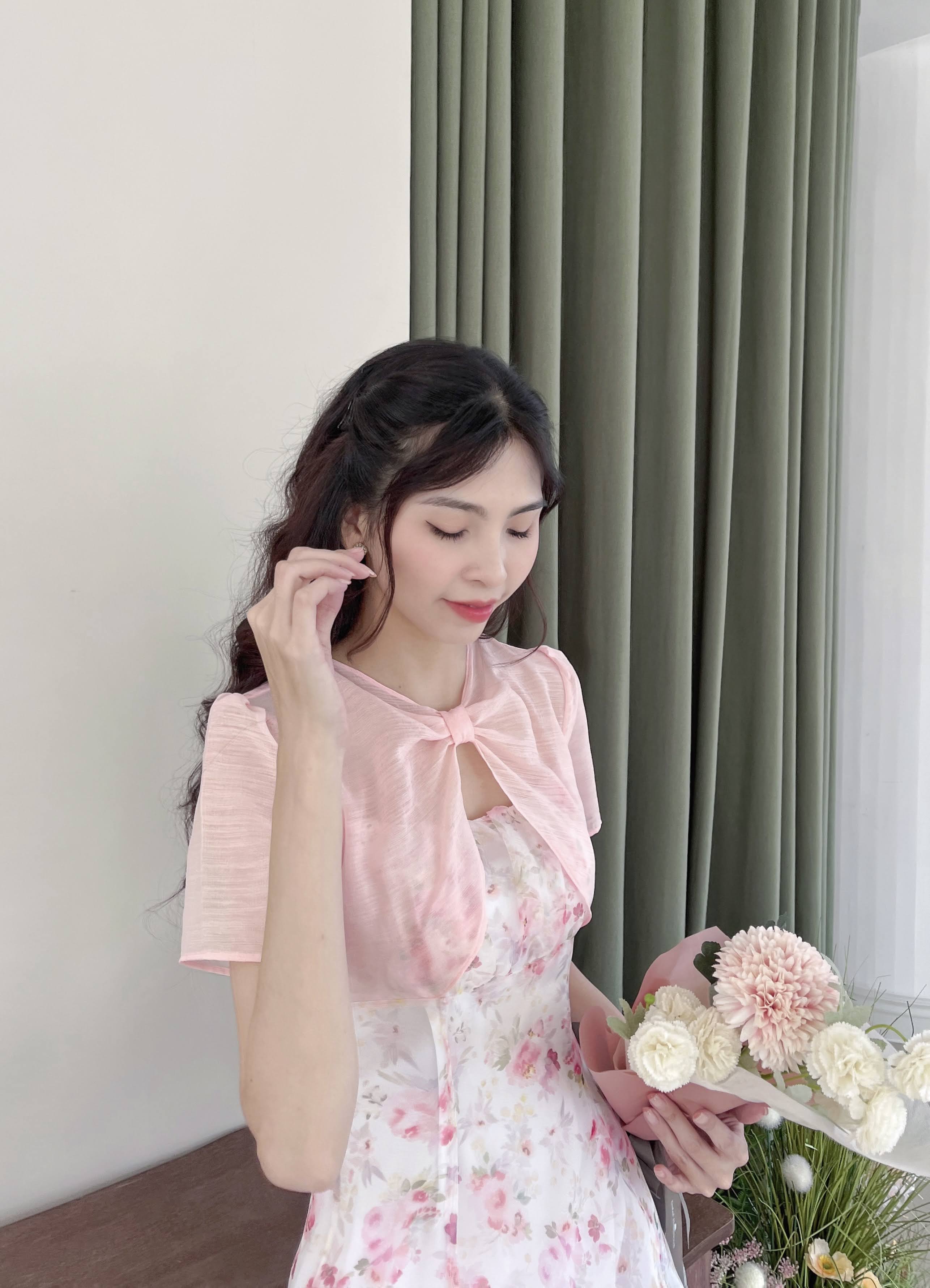 Đầm tiểu thư cổ nơ PETAL hồng phấn siêu ngọt ngào