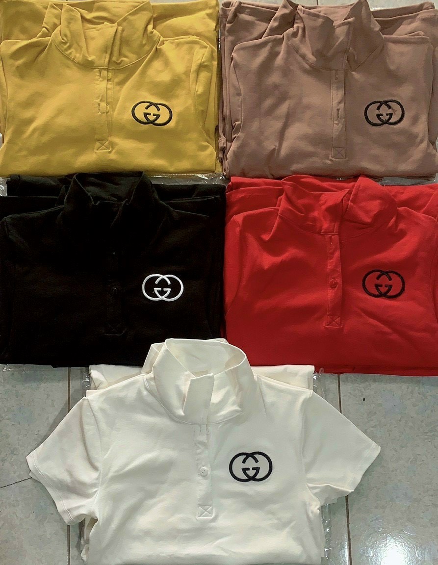 Áo borip cổ bẻ tay ngắn in hình logo nhỏ cute TTSLA0441