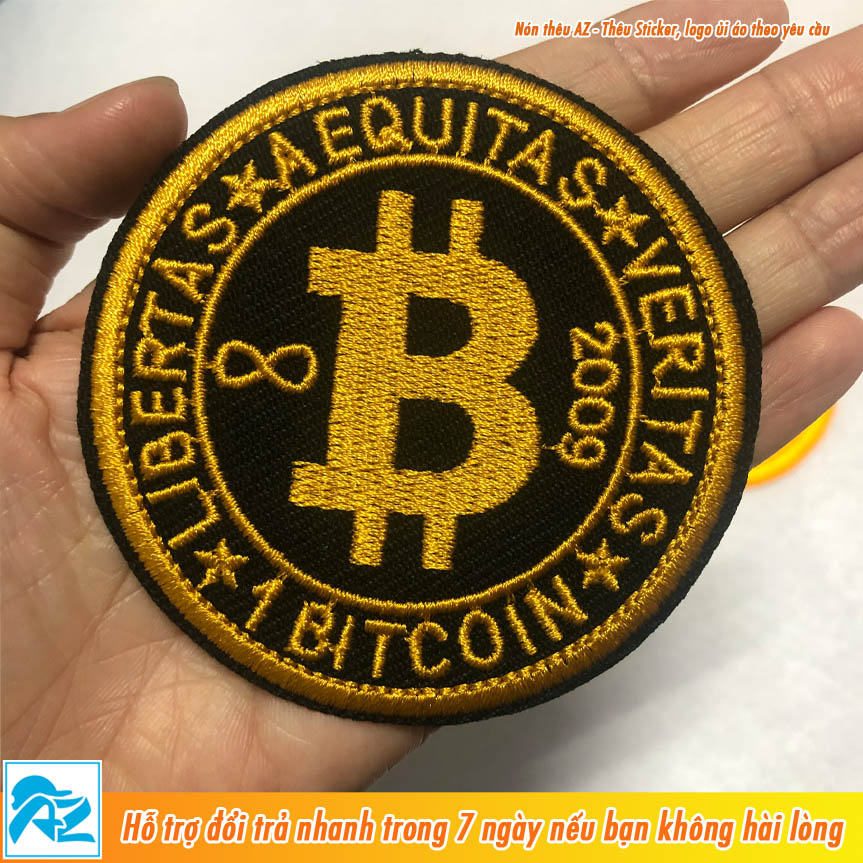 Patch thêu hình logo Bitcoin - Sticker ủi vá quần áo S174