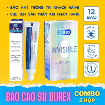 Bao cao su nam nữ Durex Invisible Extra Thin cực siêu mỏng 10 cái - tặng Gel bôi trơn Durex KY 50G