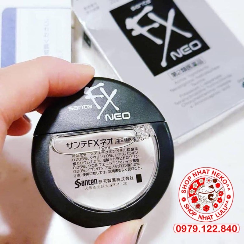 (Màu bạc) Dung Dịch NHỎ MẮT Sante Fx Neo 12ml dành cho mắt cận thị, phục hồi thị lực mỏi mắt Nhật bản