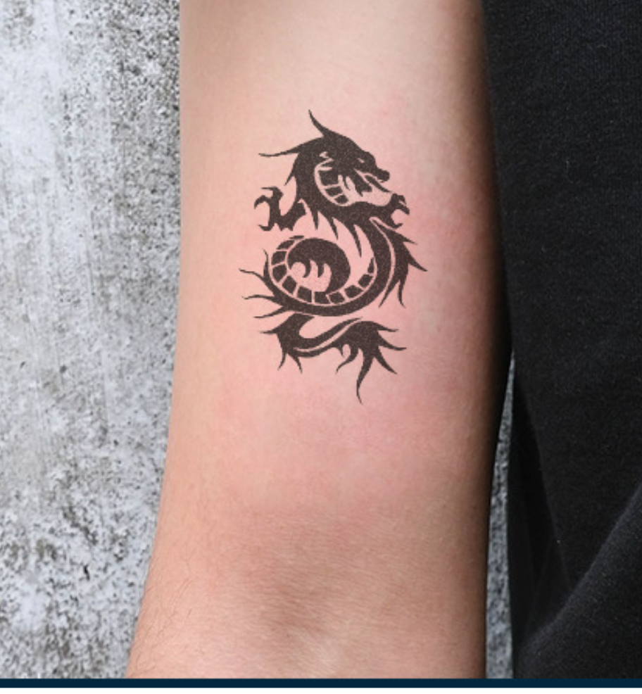 Hình xăm dán tattoo mẫu rồng hoa couple