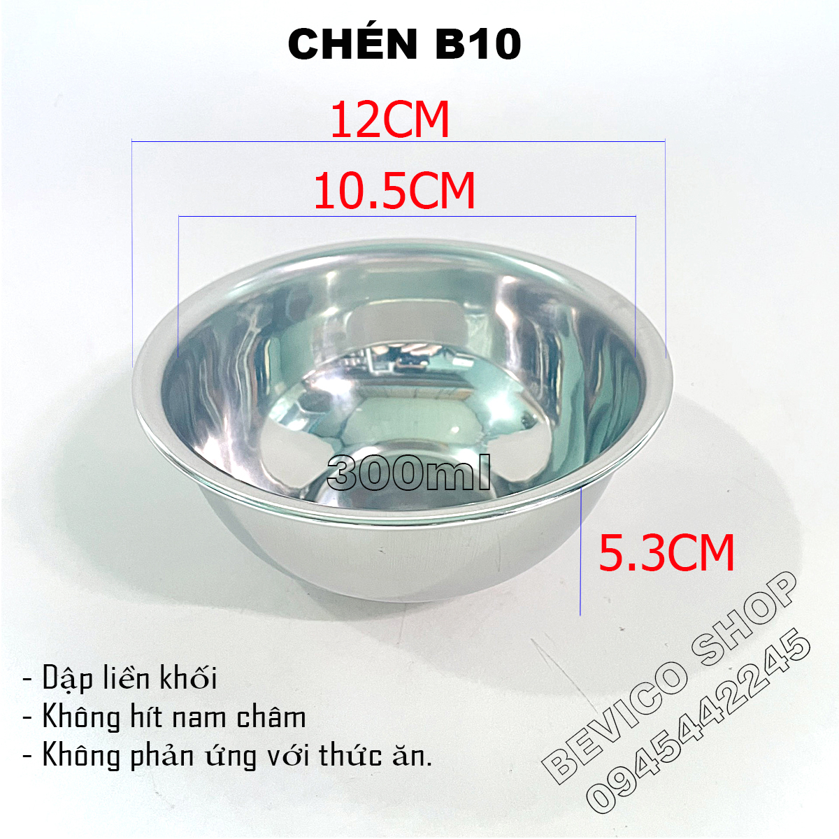 Combo 5-10 chén inox không hít (3 size) | đựng cơm, canh, nước chấm...