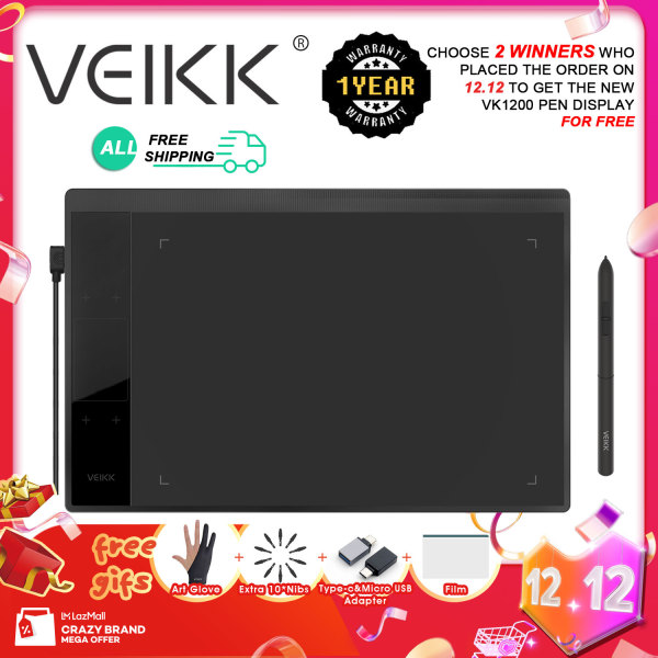 Bảng vẽ đồ họa hàng Veikk A30 V2 kèm bút cảm ứng không pin 8192 khu vực hoạt động 10x6 - INTL