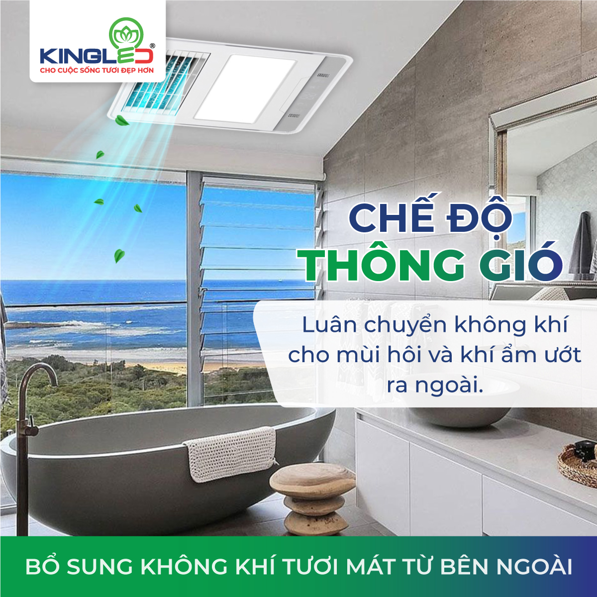 Quạt Sưởi Điều Hòa Âm Trần (Thông Gió, Sưởi Ấm, Làm Mát, Chiếu Sáng) - KINGLED
