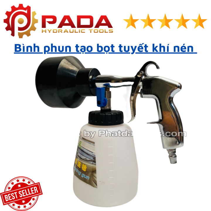 Bình phun tạo bọt tuyết dùng khí nén 1000ml - Đầu đen - Tặng kèm 100ml dung dịch nước rửa xe không chạm - Chất lượng
