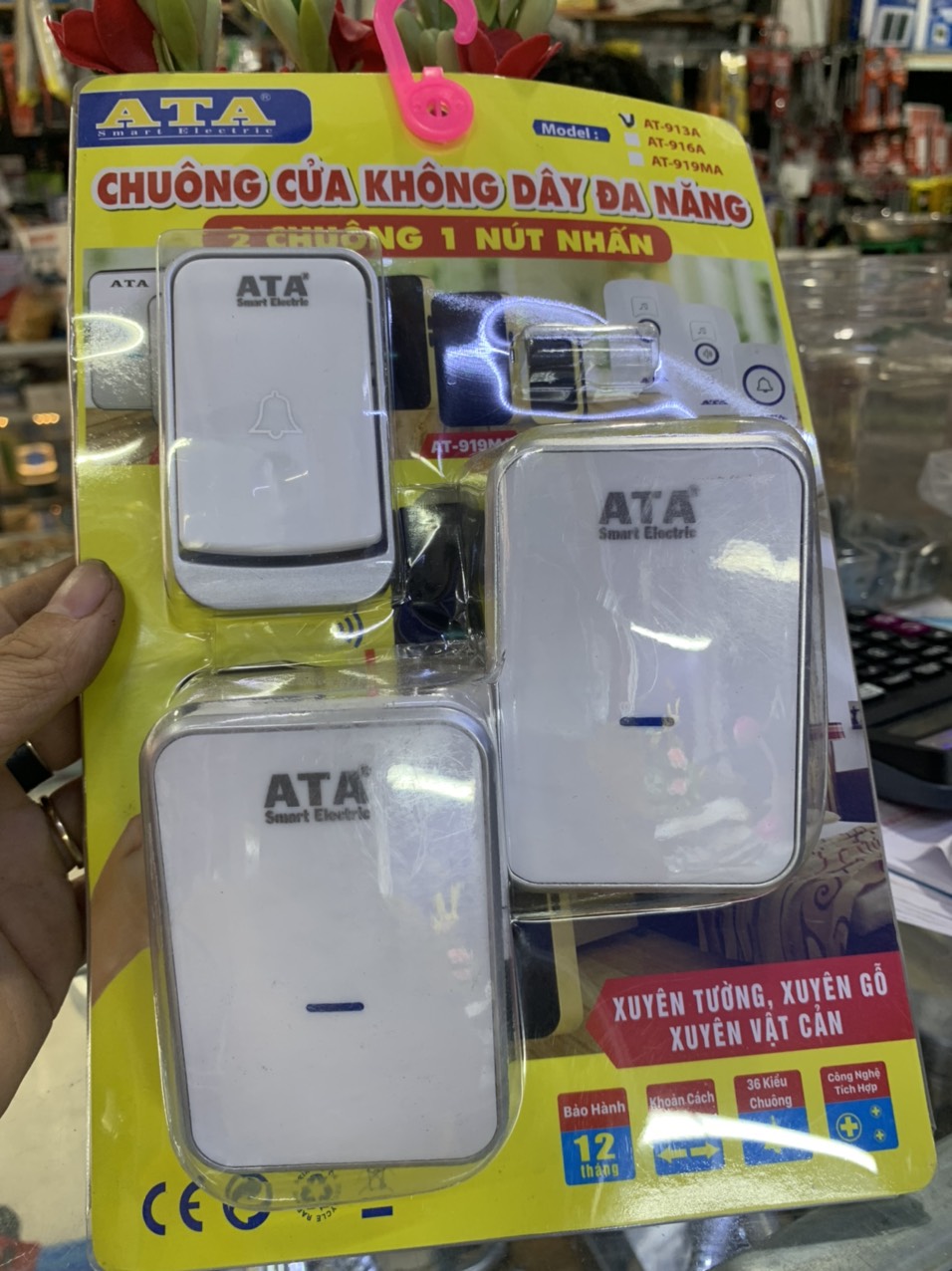 CHUÔNG CỬA ĐÔI KHÔNG DÂY ATA AT-913A