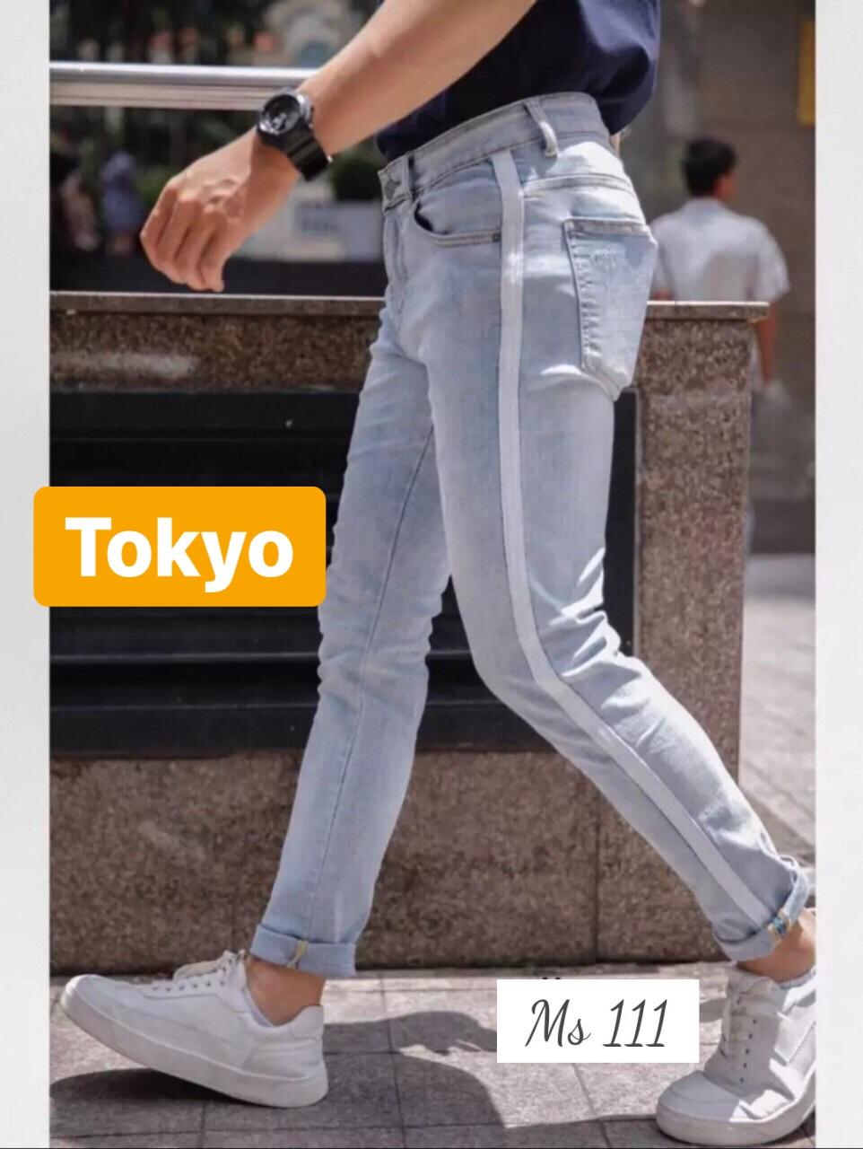 QUẦN BAGGY JEAN NAM XANH TRẮNG SỌC TRẮNG HOT BOY SÀNH ĐIỆU TOKYO-111 CAO CẤP -TOKYO FASHION