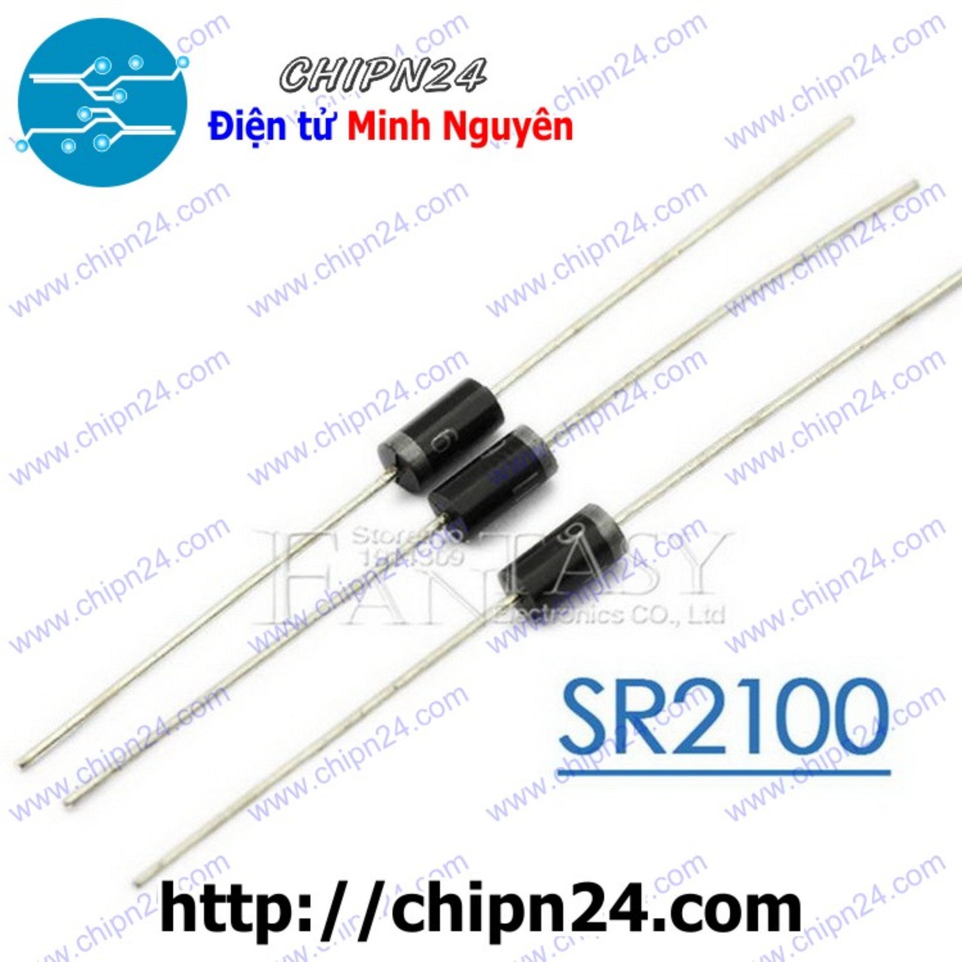 [5 con] (KG2) Diode SR2100 DIP DO-15 2A 100V (2100) [Diode Schottky]