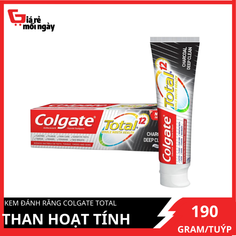 [HCM]Kem đánh răng Colgate Total Than hoạt tính Sạch hiệu quả giảm chảy máu nướu 190g