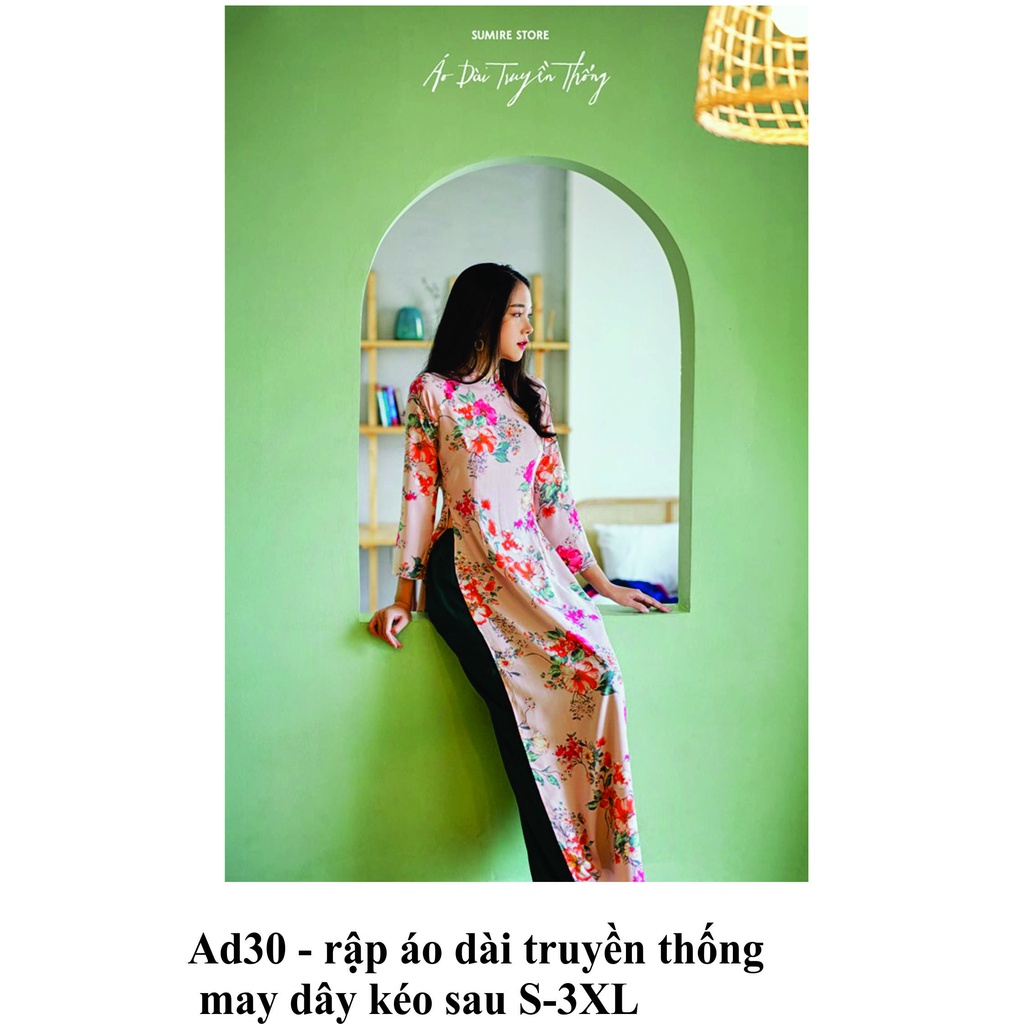 Rập giấy A0 mã AD30- rập áo dài truyền thống dây kéo sau