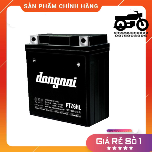 Ắc quy khô miễn bảo dưỡng Đồng Nai PTZ6HL (12V - 6Ah) dành cho xe máy