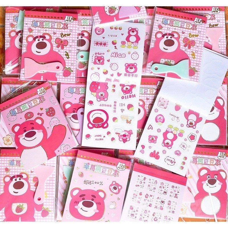 Sổ sticker gấu dâu cute dễ thương-Happyfunny