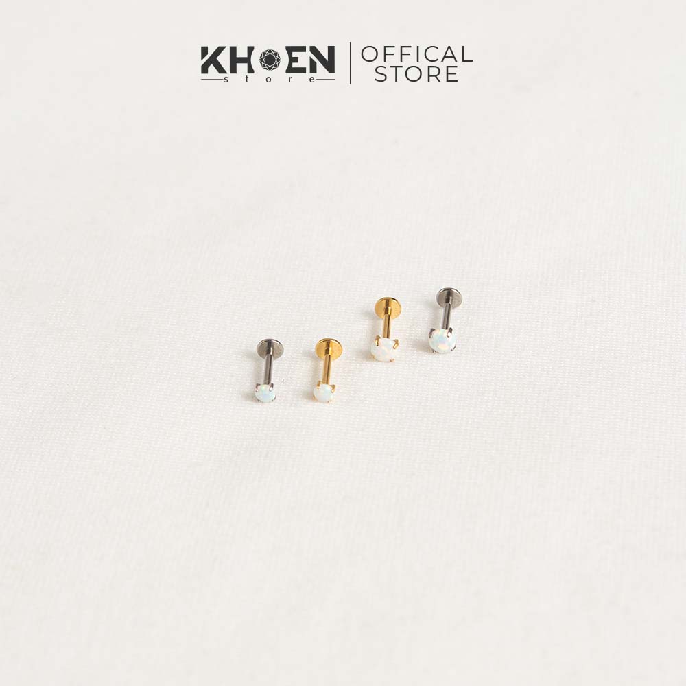(1 Chiếc) Khuyên tai Đá Opal Trắng Titan - Khoen store