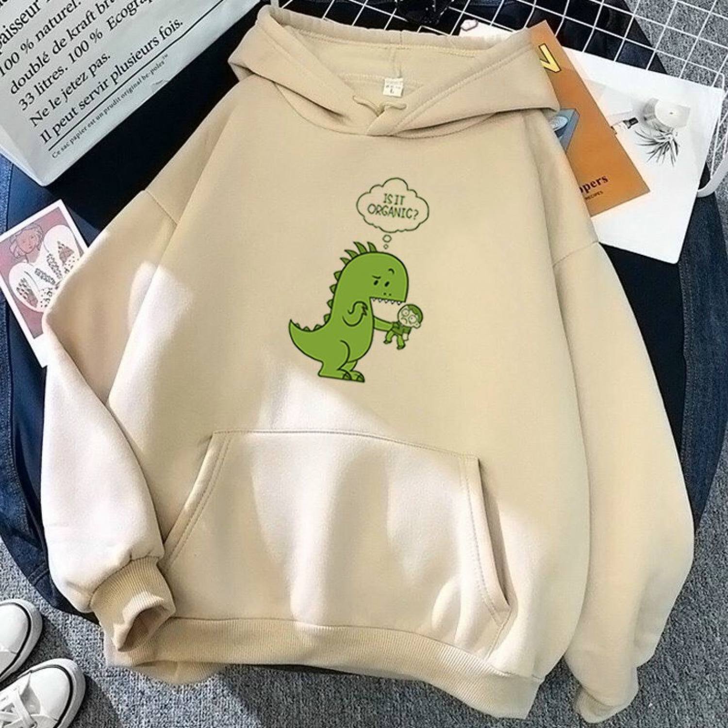 Áo hoodie nam nữ khủng long cầm cậu bé xanh hariqueen